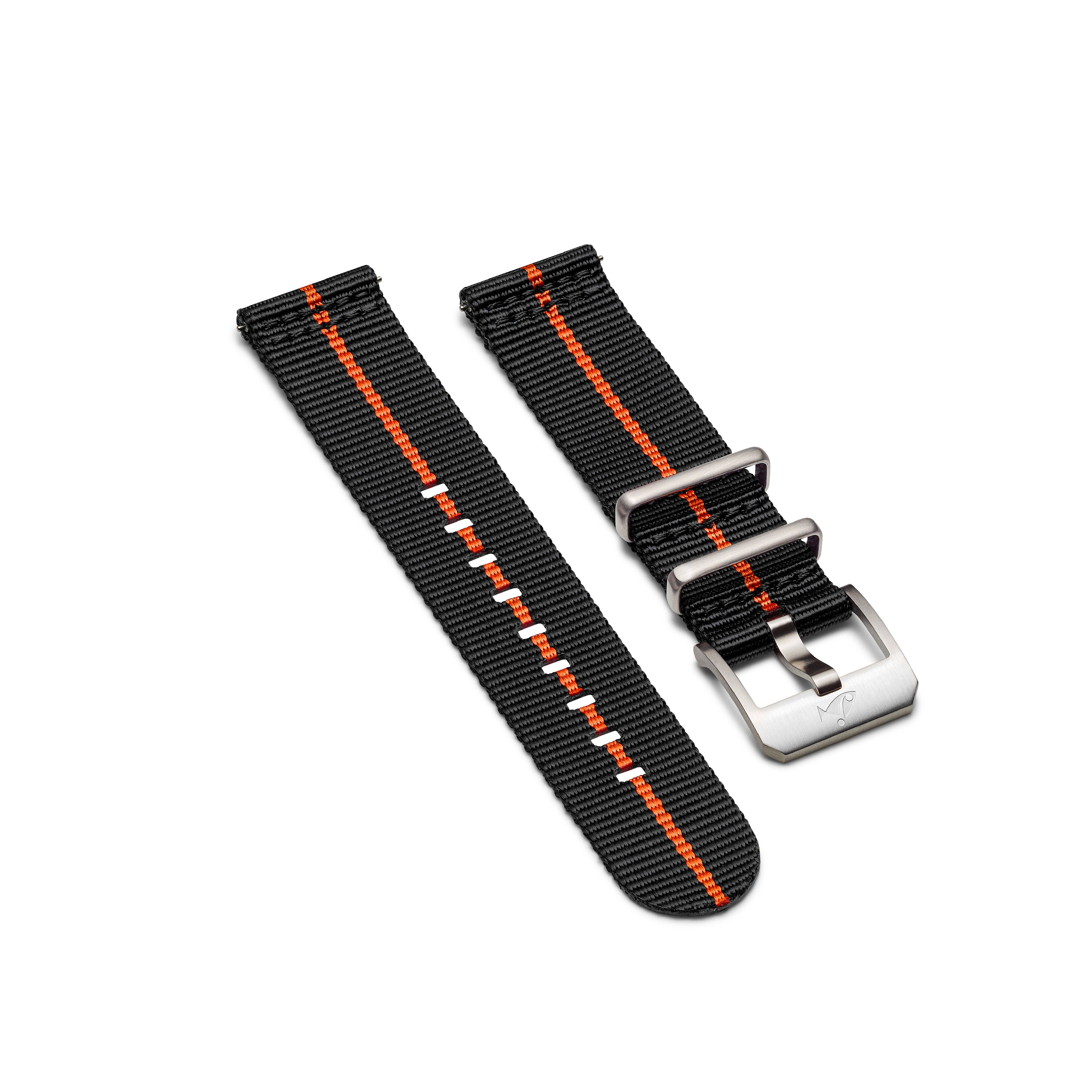 NATO strap with folding buckle, Black & Orange
