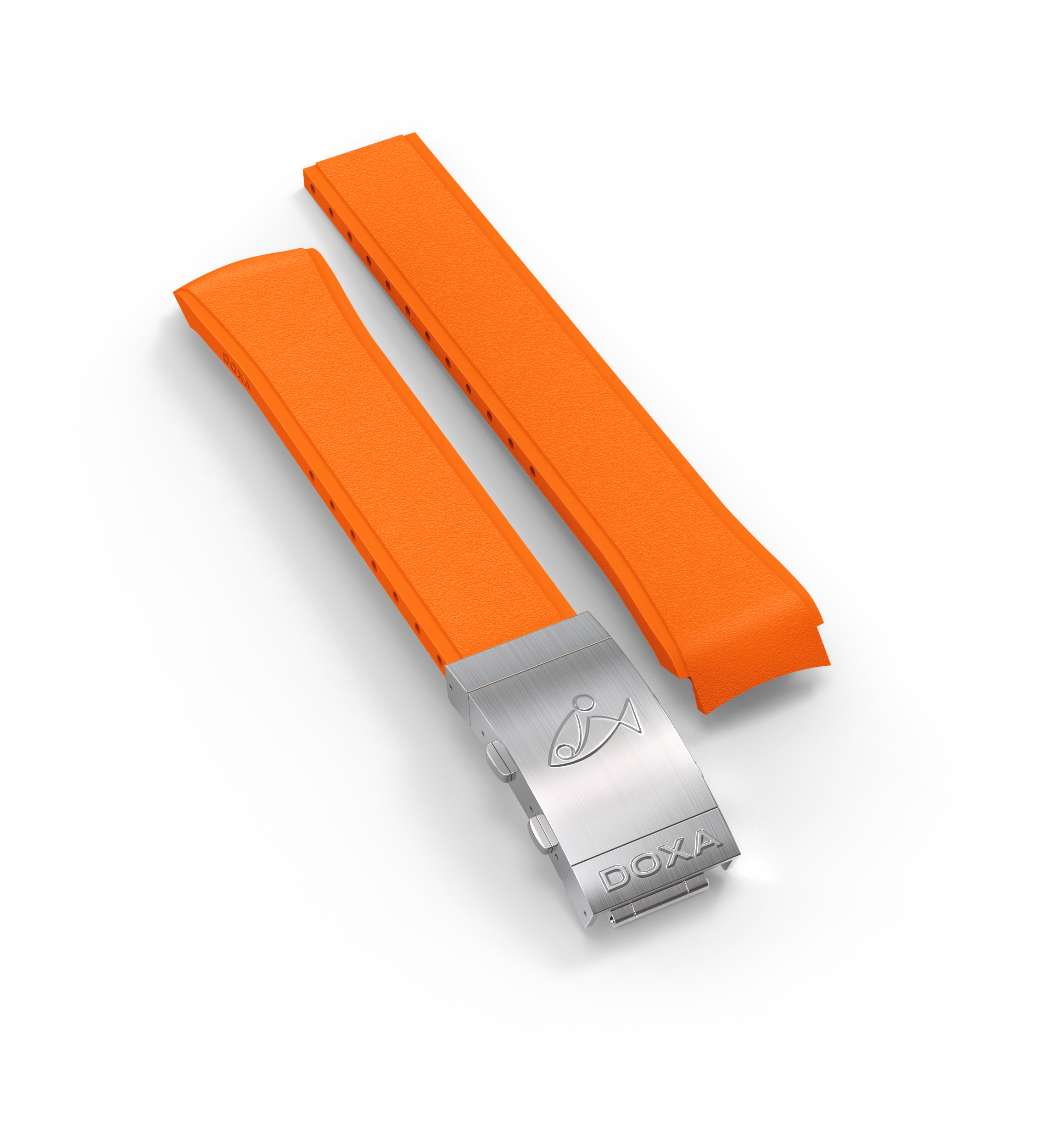 Rubber strap with folding clasp, Orange